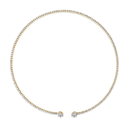 D1.60CT Heart Cut Moissanite Collar Open Tennis Necklace 925 Sterling Silver Choker for Women Fine Jewelry GRA Certificate