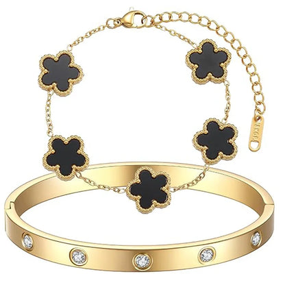 Gold Plated Bracelet Love bangle Set