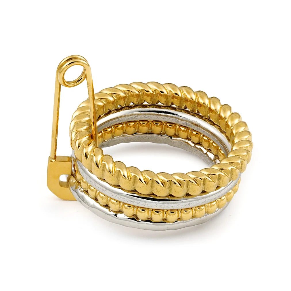 Zircon Pin 18K Plated Gold Ring