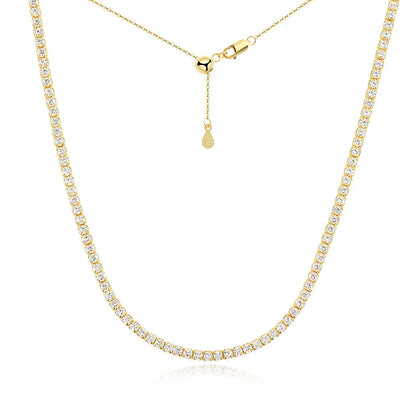 2mm All moissanite Tennis Necklace for Women Man Adjustable Choker Chain 100% 925 Sterling Silver Jewelry