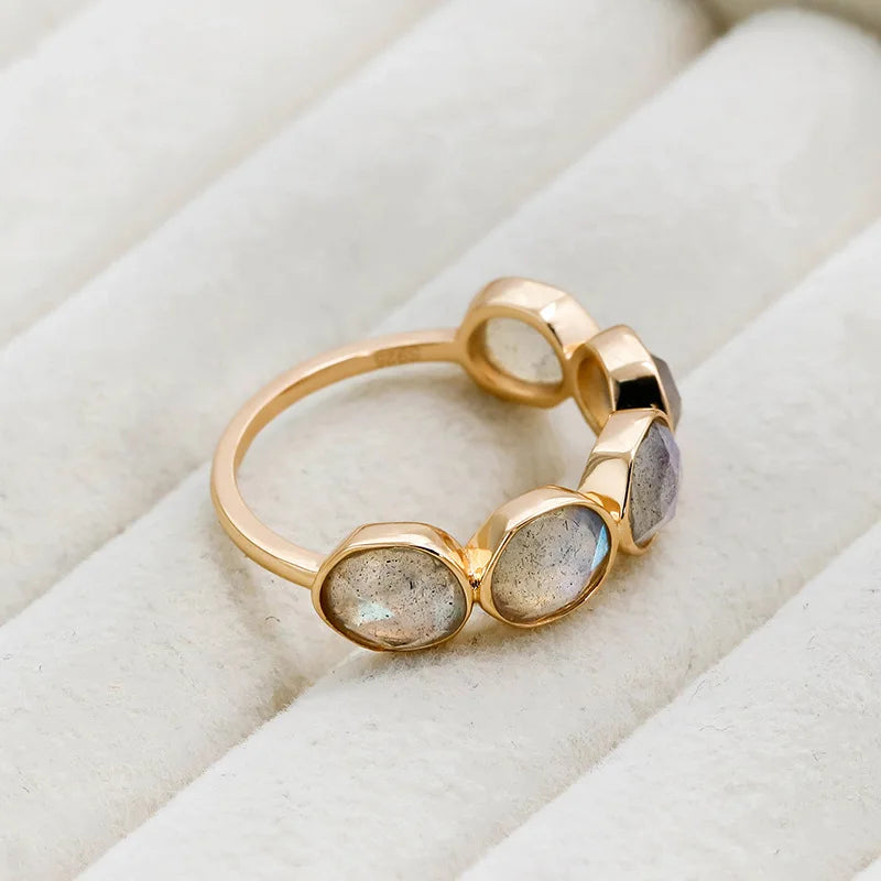 Vintage Irregularity Natural Labradorite Ring