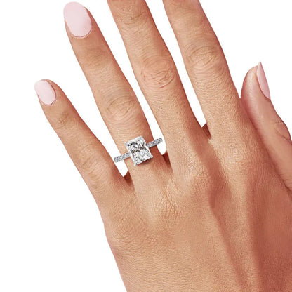 orelia Moissanite Solitaire Engagement Rings 2/3/4ct Radiant Cut D Color Solid 925 Sterling Silver Women Wedding Jewelry Gifts