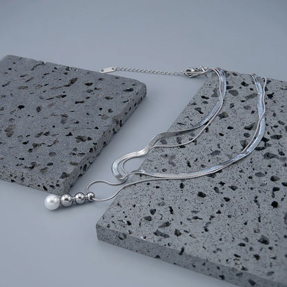 Snake Chain Pendant Pearl Necklace18K Plated