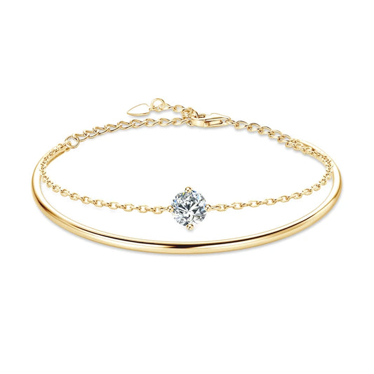 ORELIA Double layered 6.5mm 1.0ct Moissanite Bangle Bracelet Silver 925 Sterling Chain GRA Certified Jewelry Christmas Gift 2024
