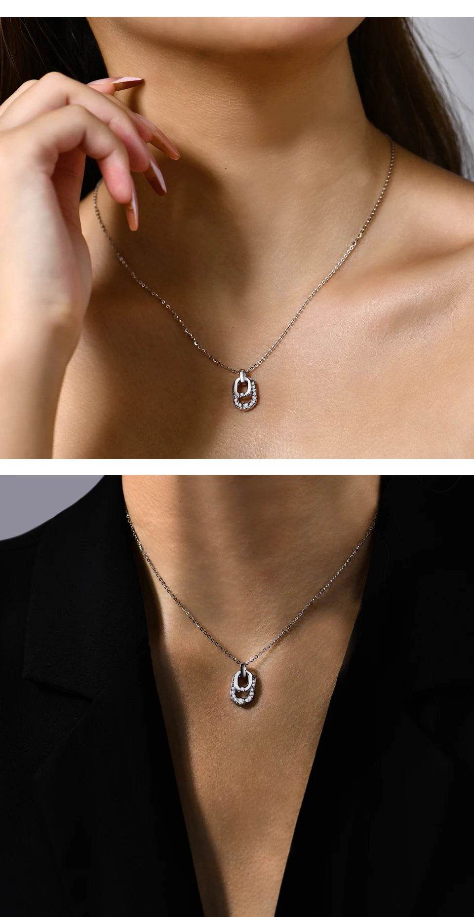 Orelia Luxury Round Cut 2.2mm Moissanite Pendant Necklace For Women 925 SIlver Sparkling Wedding Party  Fine Jewelry Gift
