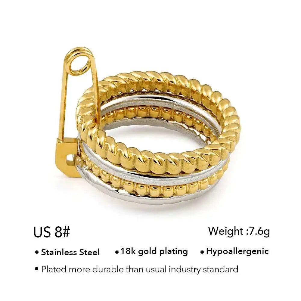 Zircon Pin 18K Plated Gold Ring