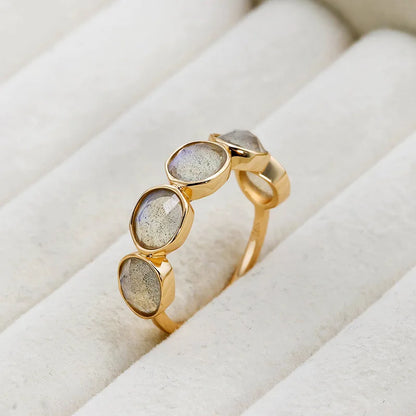 Vintage Irregularity Natural Labradorite Ring