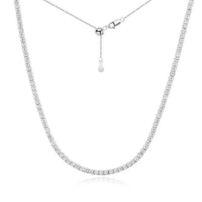 2mm All moissanite Tennis Necklace for Women Man Adjustable Choker Chain 100% 925 Sterling Silver Jewelry