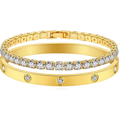 Love Dangles Bracelets Cubic Zirconia Cuff Bangle