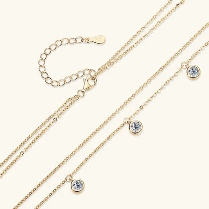 Orelia Certified Moissanite  Layered Pendant Necklaces for Women S925 Sterling Silver Necklace Chain Jewelry Wedding Gifts