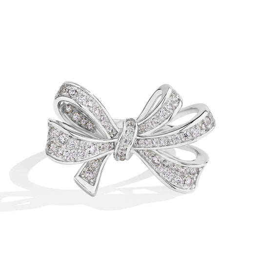 ORELIA Luxury Bow-Knot Moissanite Ring for Women Full D VVS1 Diamond S925 Silver 18K Gold Wedding Bride Engagement Jewelry New