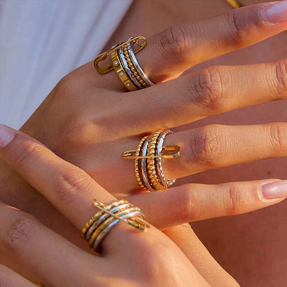 Zircon Pin 18K Plated Gold Ring