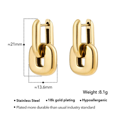 U Shape Earrings 18K Gold Plated