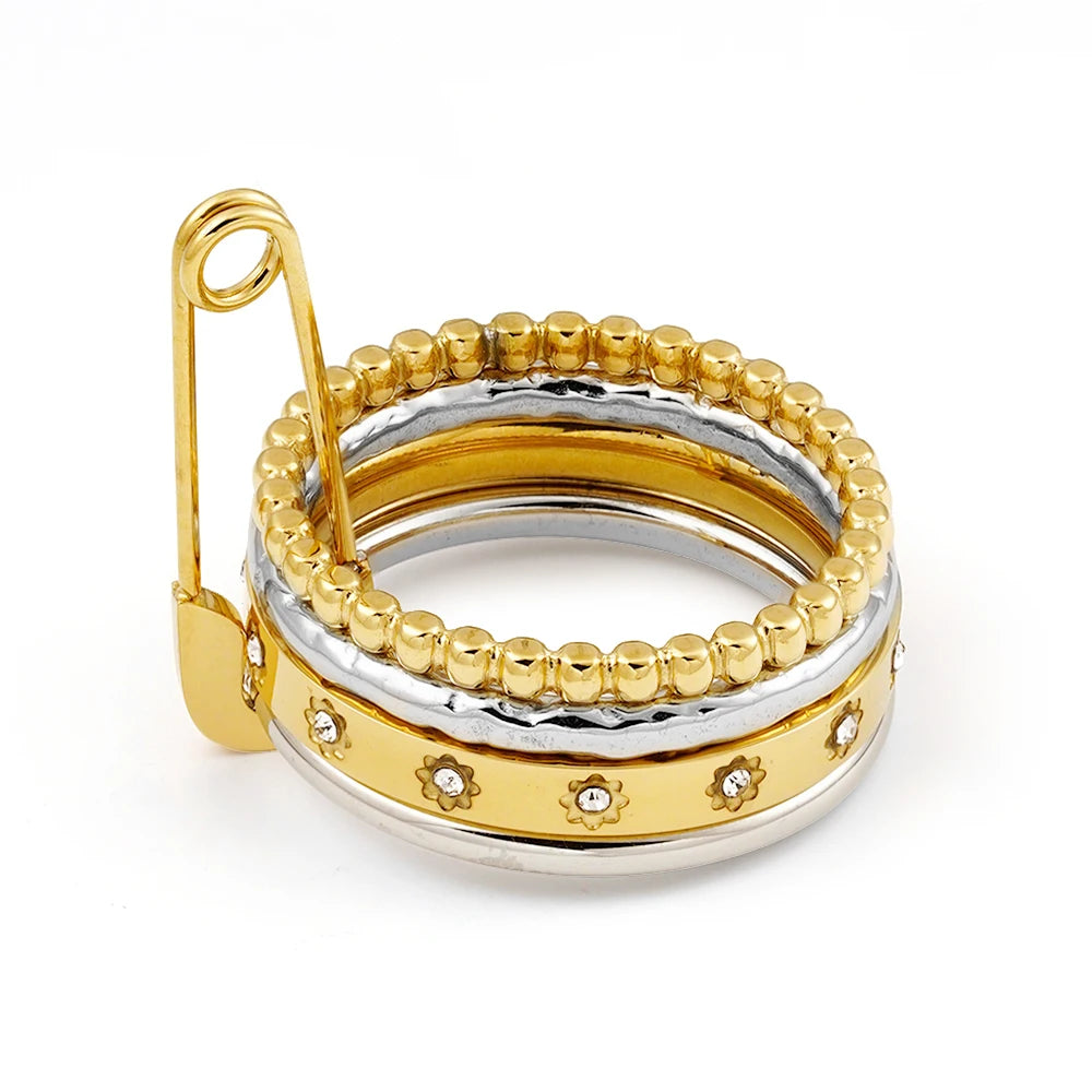 Zircon Pin 18K Plated Gold Ring