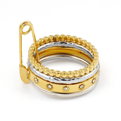 Zircon Pin 18K Plated Gold Ring