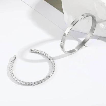 Love Dangles Bracelets Cubic Zirconia Cuff Bangle
