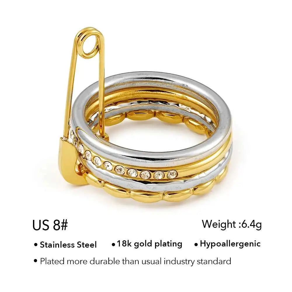 Zircon Pin 18K Plated Gold Ring