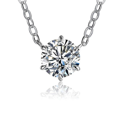 925 Silver Pendant Round Cut Necklace