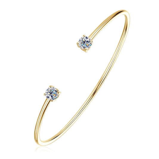 Orelia 5mm 0.5CT D VVS1 Moissanite Bangle Cuff Real 925 Sterling Silver Bracelet for Women Hand Opening Cuffs Fine Jewelry Gifts